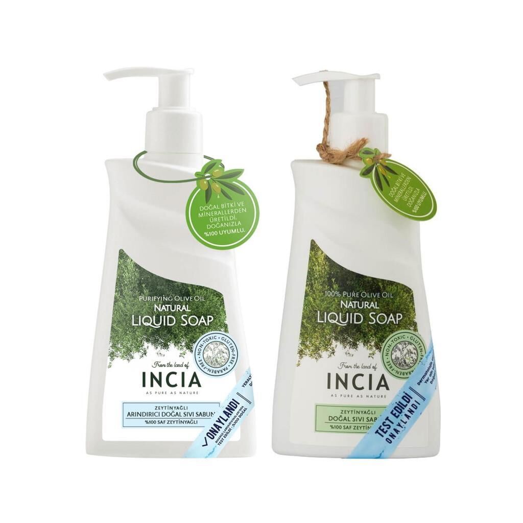 Incia Zeytinyağlı Sıvı Sabun Arındırıcı ve Klasik 2 li 2*250 ml
