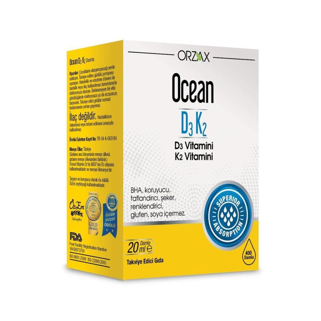 Ocean D3 ve K2 Vitamin Damlası 20 ml