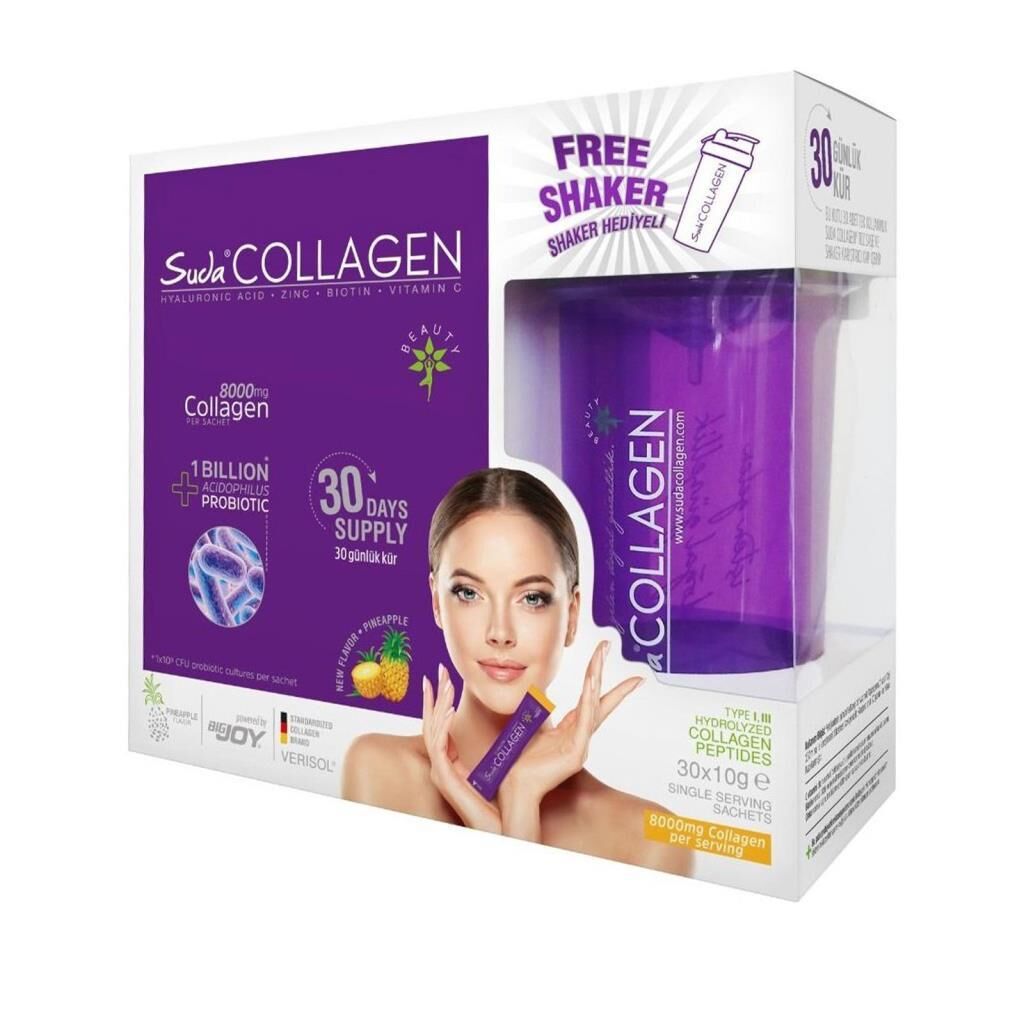 Suda Collagen 8000 mg 10 g 30 day Karpuz Aromalı Shaker Hediyeli Takviye Edici Gıda