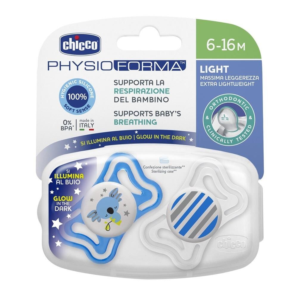 Chicco Emzik Erkek 6-16 Ay Silikon PhysioForma Light 2 li Gece Parlayan