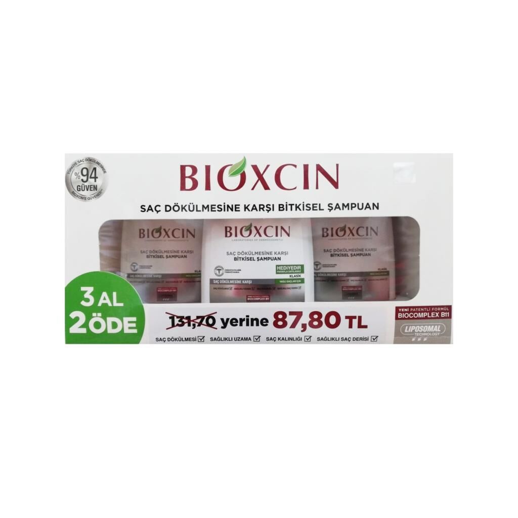 Bioxcin Klasik Şampuan Yağlı Saçlar için 3x300 ml 3 Al 2 Öde