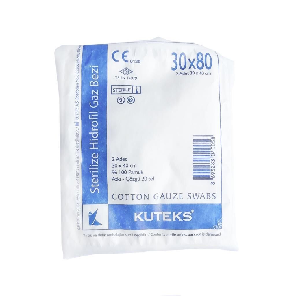 Kuteks %100 Pamuk Steril Gazlı Bez 30x40 cm 2 adet