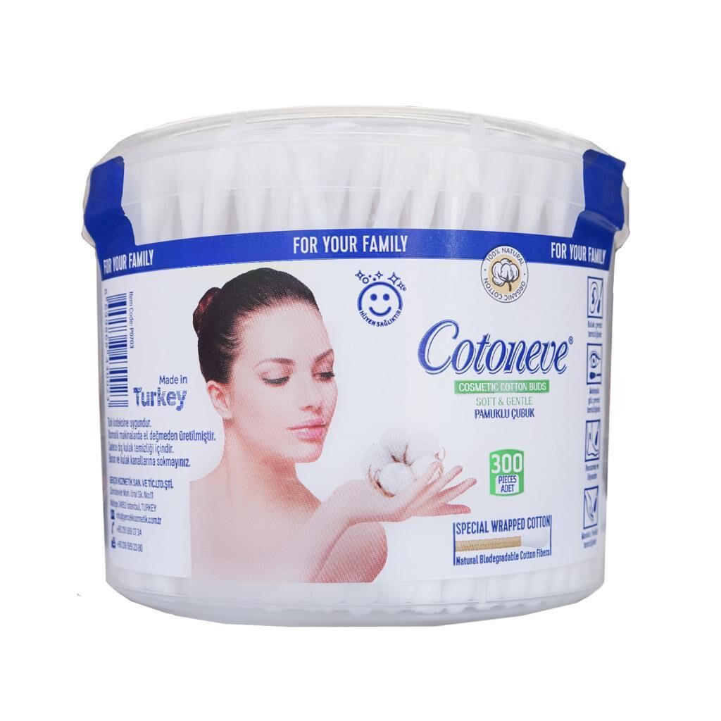 Cotoneve Pamuklu Kulak Temizleme Çubuğu 300 Adet