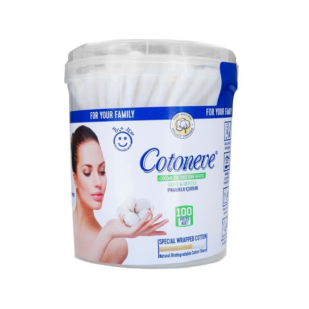 Cotoneve Pamuklu Kulak Temizleme Çubuğu 100 Adet