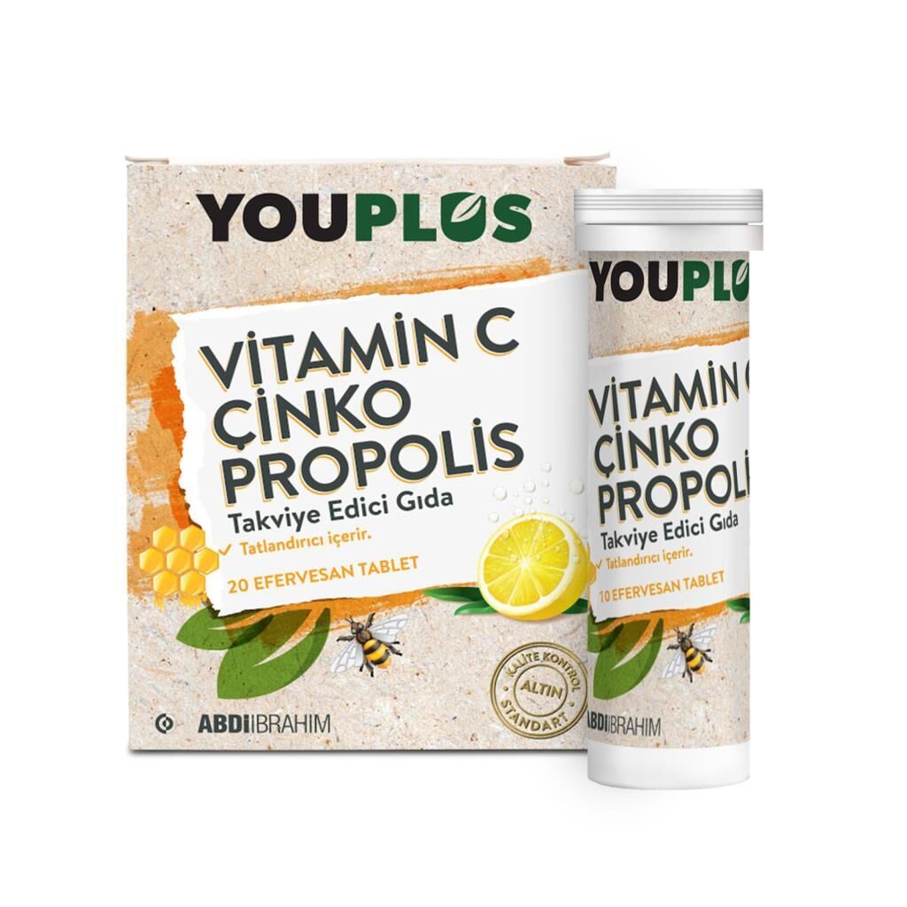 Youplus Vitamin C Çinko Propolis 20 Efervesan Tablet