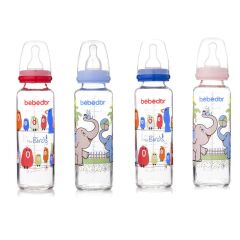 Bebedor Biberon Cam Desenli Orta Akış 3+ Ay 250 ml