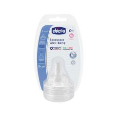 Chicco Biberon Emziği 2+ Ay Silikon WellBeing 2 li