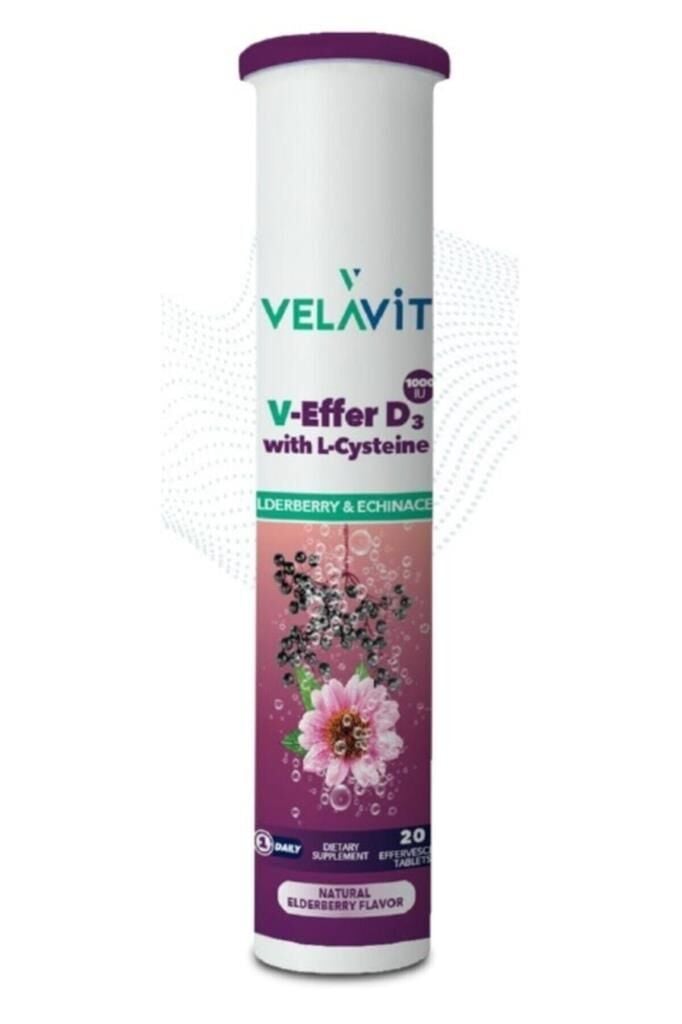 Velavit V-Effer D3 1000 IU Kara Mürver İçeren 20 Efervasan Tablet
