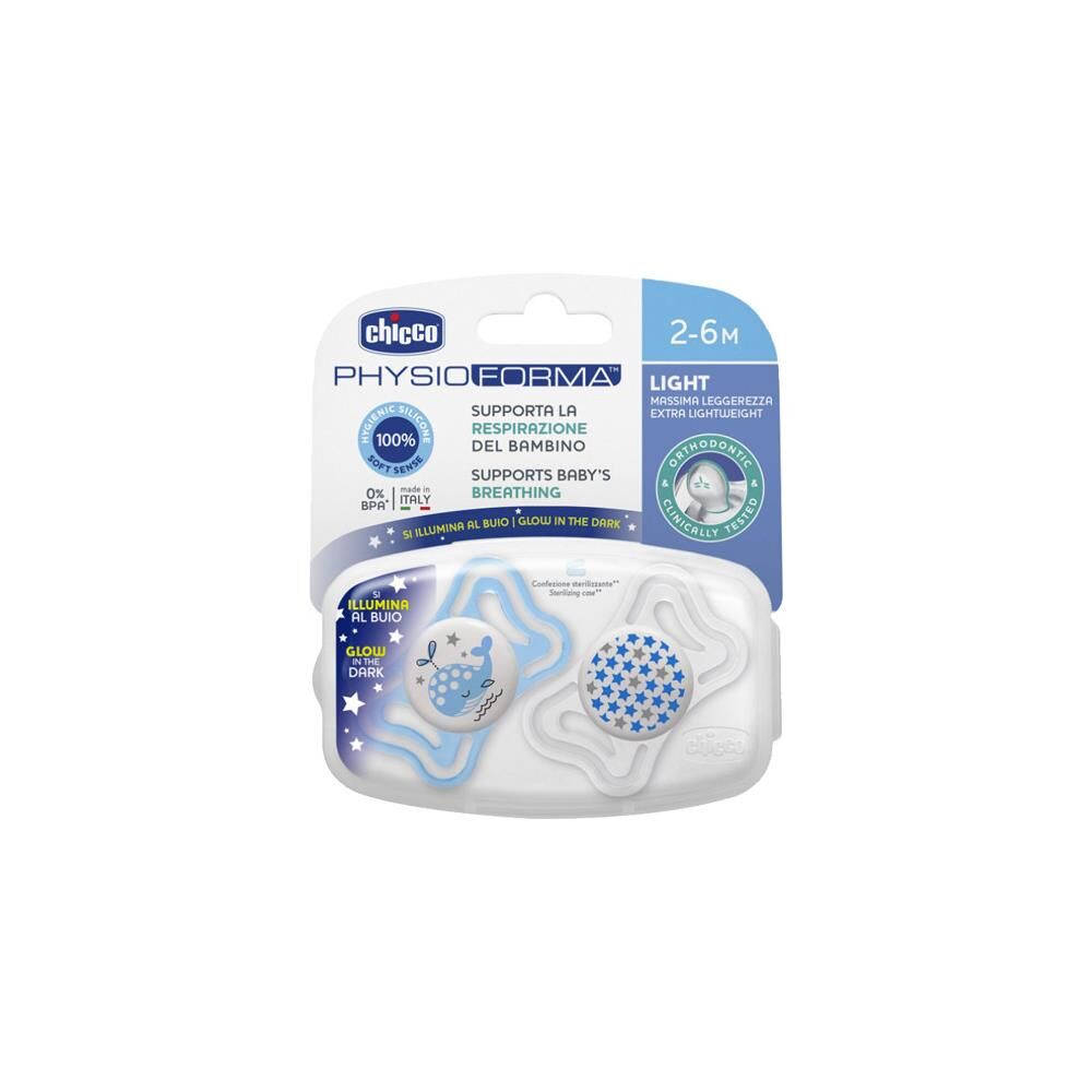 Chicco Emzik Erkek 2-6 Ay Silikon PhysioForma Light 2 li Gece Parlayan