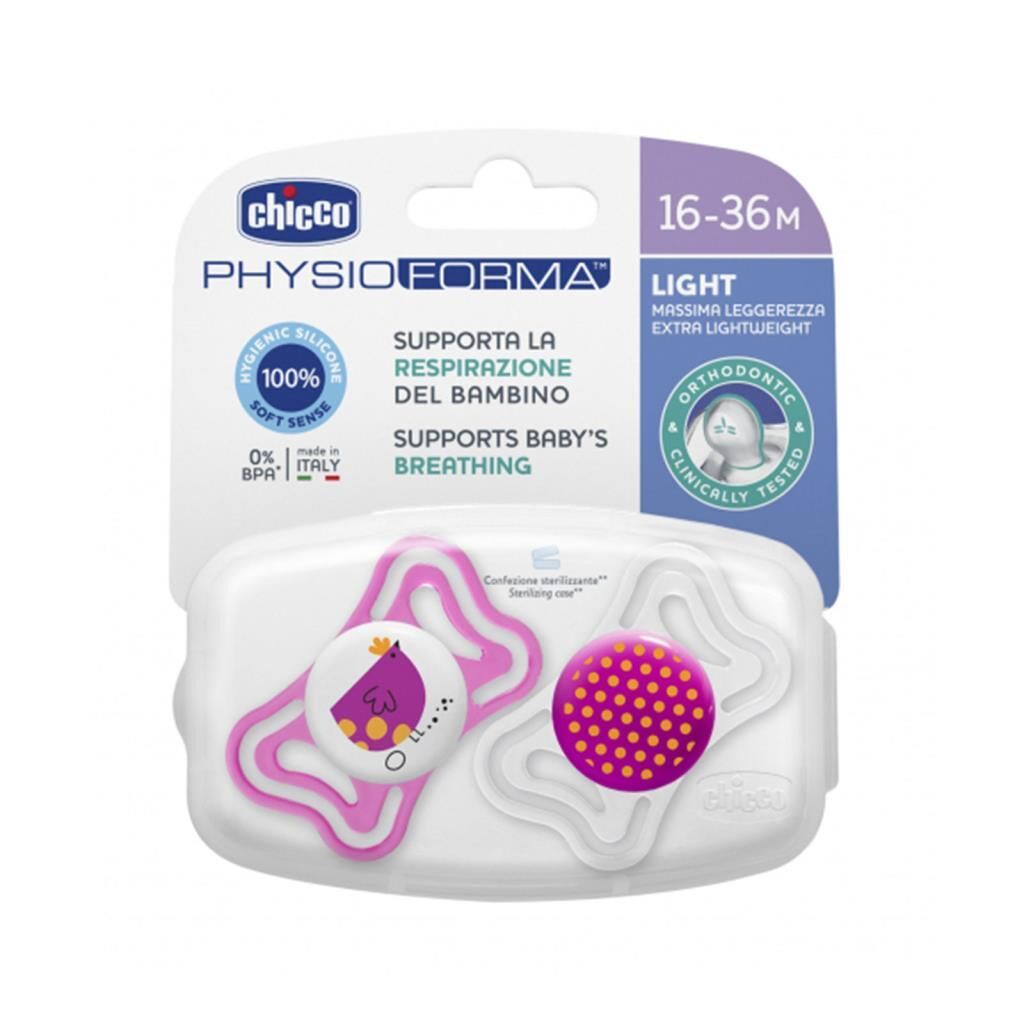 Chicco Emzik Kız 16-36 Ay Silikon PhysioForma Light 2 li Pembe-Şeffaf