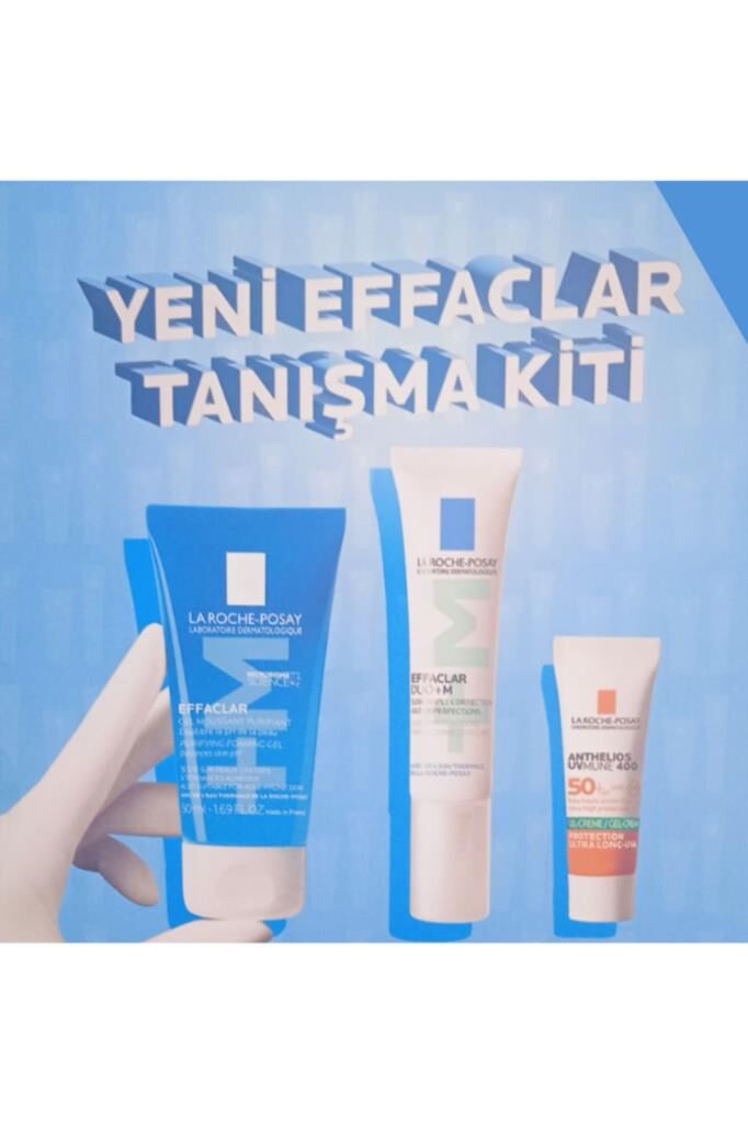 La Roche Posay Effaclar Jel 50 ml, Duo+M Bakım Kremi 15 ml, 3 Adet Oil Control Güneş Jel Krem 3 ml