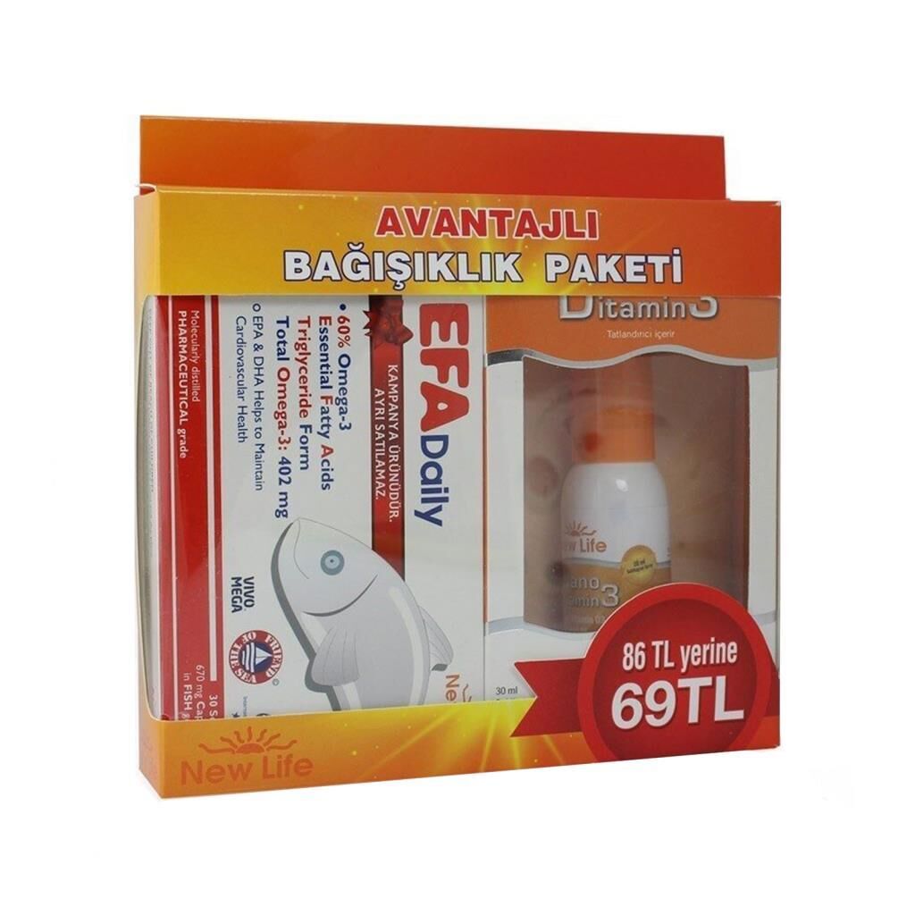 New_Life Efa Daily 30 Kap & D3 Vitamin Spr. 30 ml