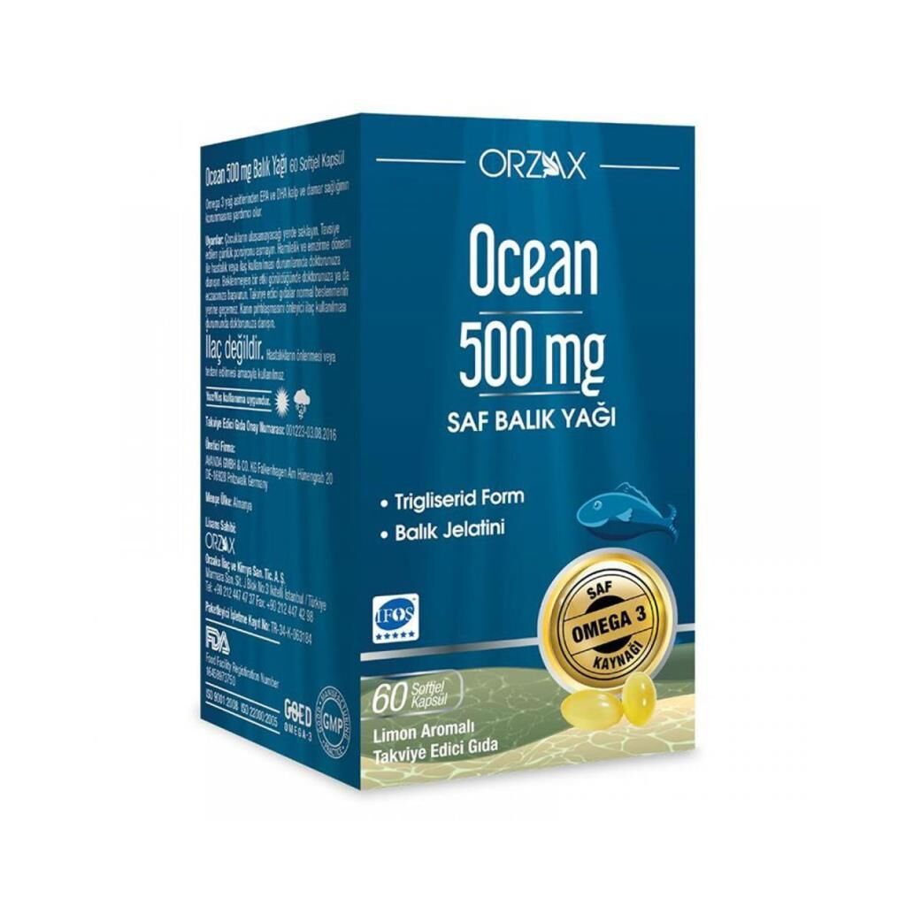 Ocean Balık yağı 500 mg 60 Kapsül Limon Aromalı