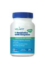 Velavit V-Probiotics with Enzymes 30 Kapsül Probiyotik, Enzim, İnulin ve Zencefil içeren Takviye Edici Gıda