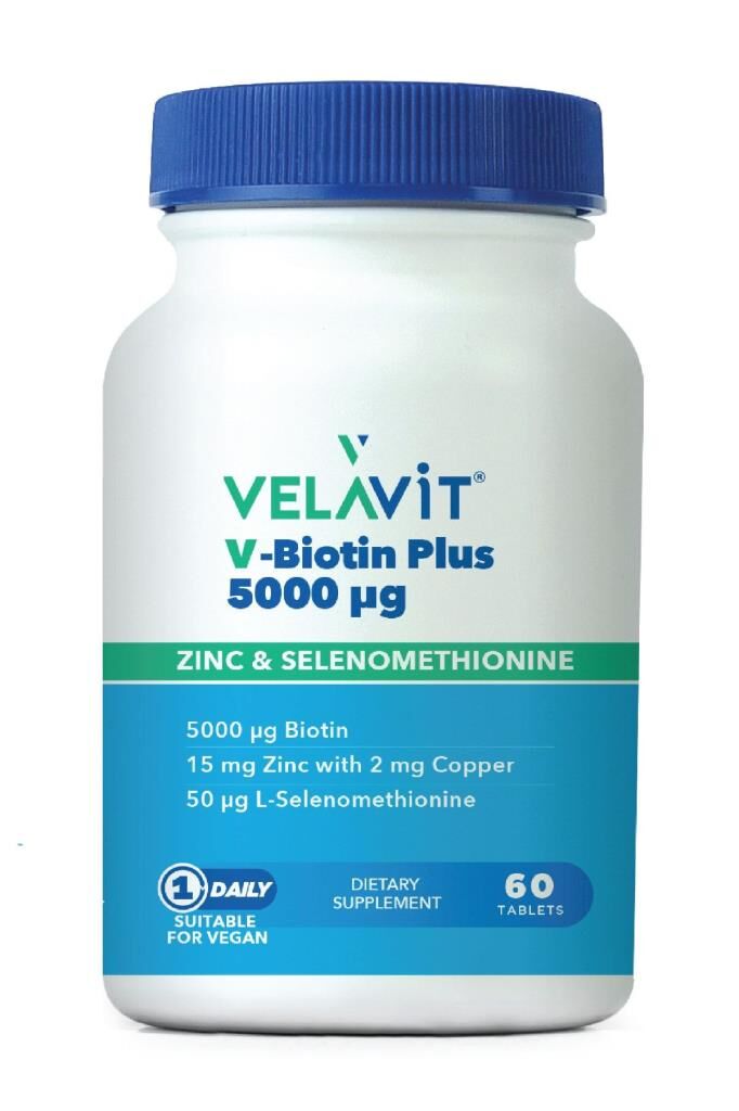 Velavit V-Biotin Plus 5000 mcg Takviye Edici Gıda 60 Tablet