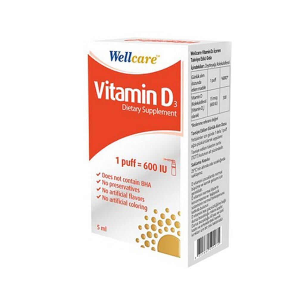 Wellcare Vitamin D3 600 IU 5 ml Takviye Edici Gıda